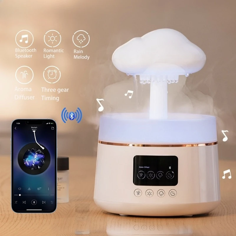 Humidifier Aromatherapy Machine Colorful Essential Oil Raindrop Humidifier Nebulizer Music Timing