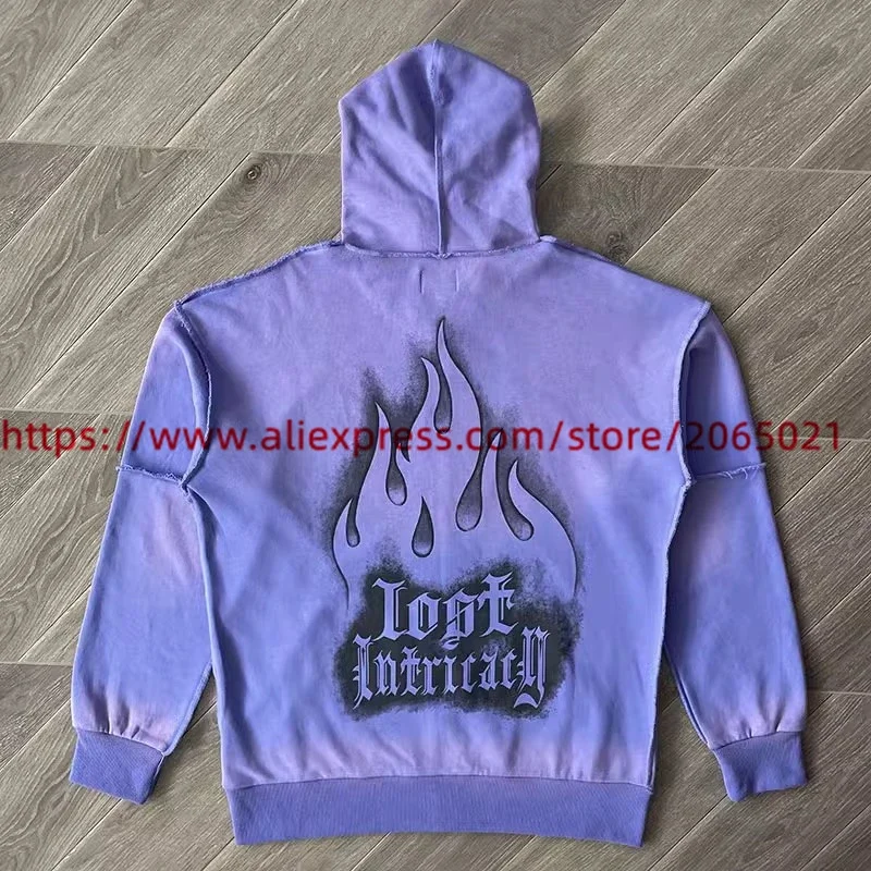 Lost intricacy Lavender Zip Up Patchwork Hoodie Men Women Best Quality Purple Oversize Hooded