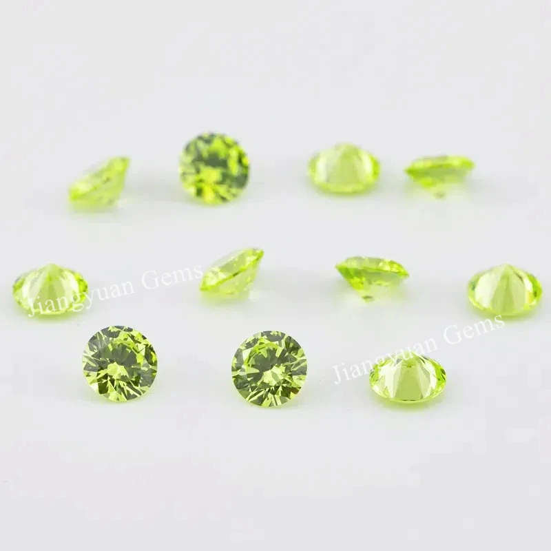 Größe 1mm~10mm Apfelgrüne Lose Zirkonia-Steine 5A Rundschliff CZ Synthetische Edelsteine für Schmuck – Detail 8