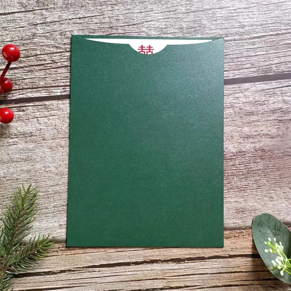 

Green Pearl Wedding Invitations Envelope, Sturdy Pocket, Personalized Invitation, RSVP Printing, 5.1x7 .1 Inch, 250GSM