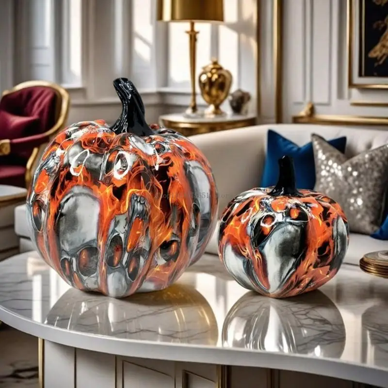  Paint Pattern Skeleton Pumpkin Figure for Holiday Table Hall Room Cabinet