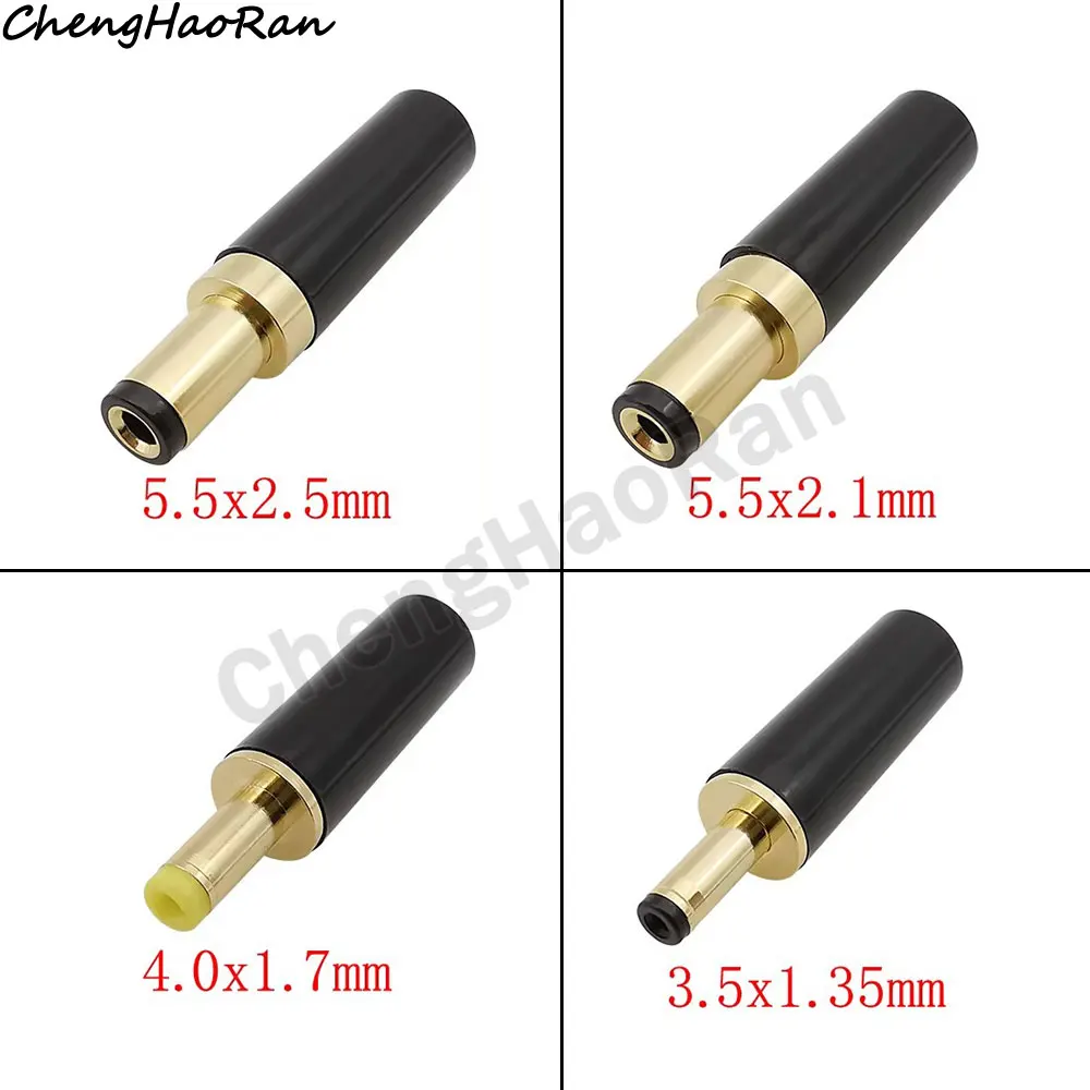 1 piece Gold Plated DC Power Plug Connector 5.5x2.1mm/5.5x2.5mm 4.0x1.7mm / 3.5x1.35mm DC Male Plug DIY Welding Output Adapter