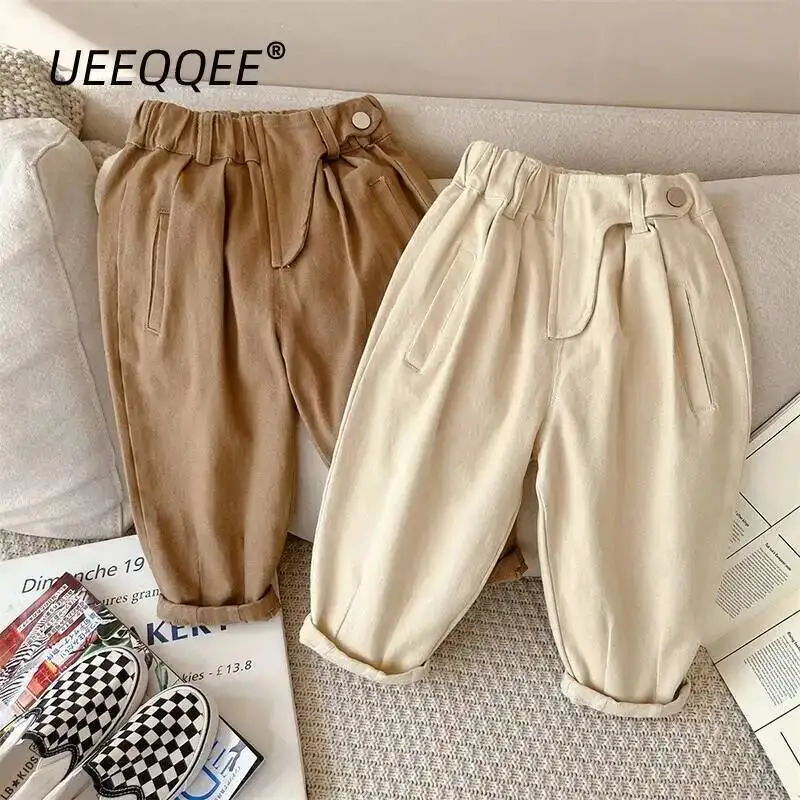 

Spring Autumn Children Pants 1-10Y Boys Cotton Spliced Loose Casual Straight Trousers Korean Toddler Wear For Kids Clothing New