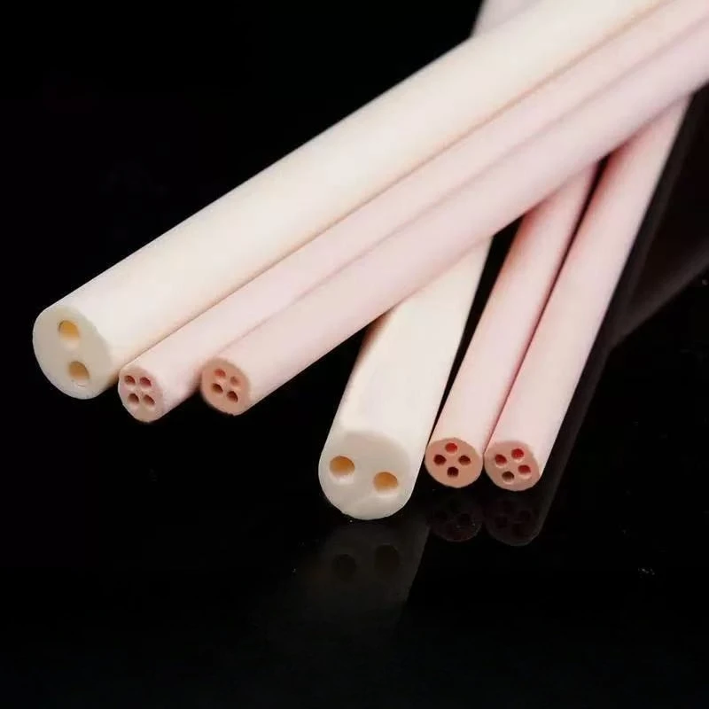 OD8mm Ceramic Corundum Tubes - 4-Hole & 2-Hole Options, High-Temp Resistant, Custom Length Cutting Available