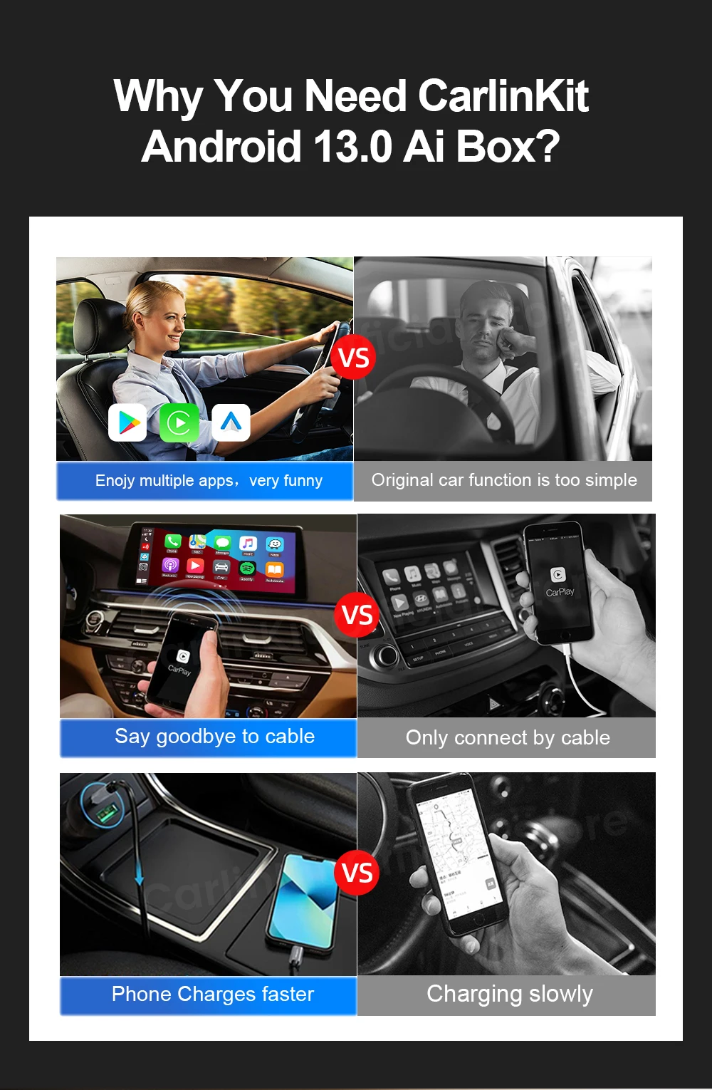 2026NEUE CarlinKit CarPlay Ai Box Qualcomm 8-Core Android 13 Drahtlose Carplay Android Auto Auto Video TV Box WiFi SIM Für Netflix – Detail 12