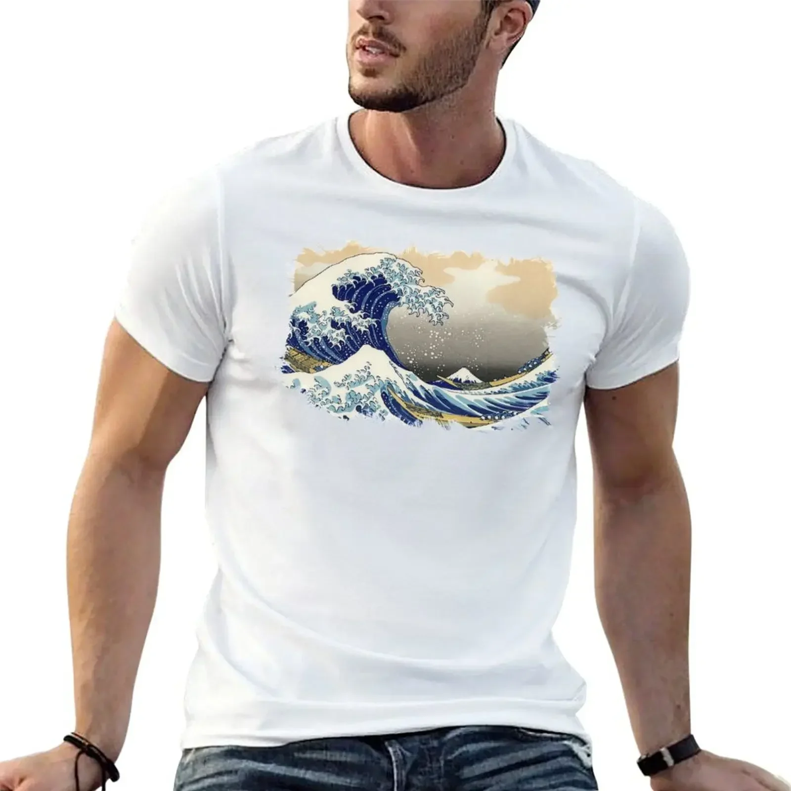 ? The Great Wave Off Kanagawa ? Retouched Fan Art Historic Japanese Masterpiece T-Shirt sweat t shirts men