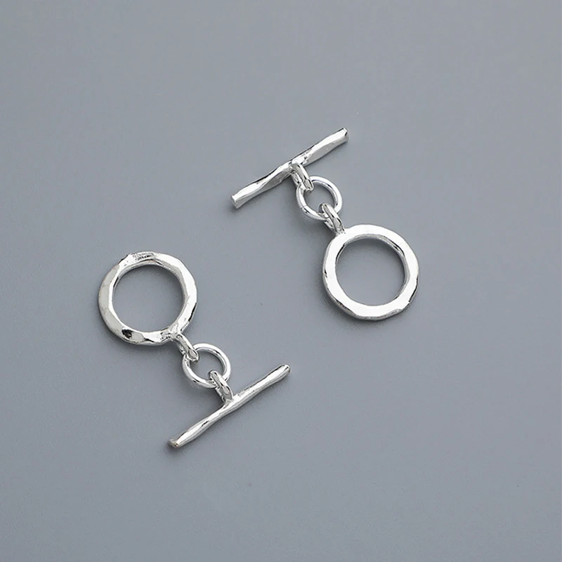 925 Sterling Silver Toggle Clasp Hammered Textured OT Clasp Round Toggle Bar Closure for Bracelet Necklace DIY Jewelry Making
