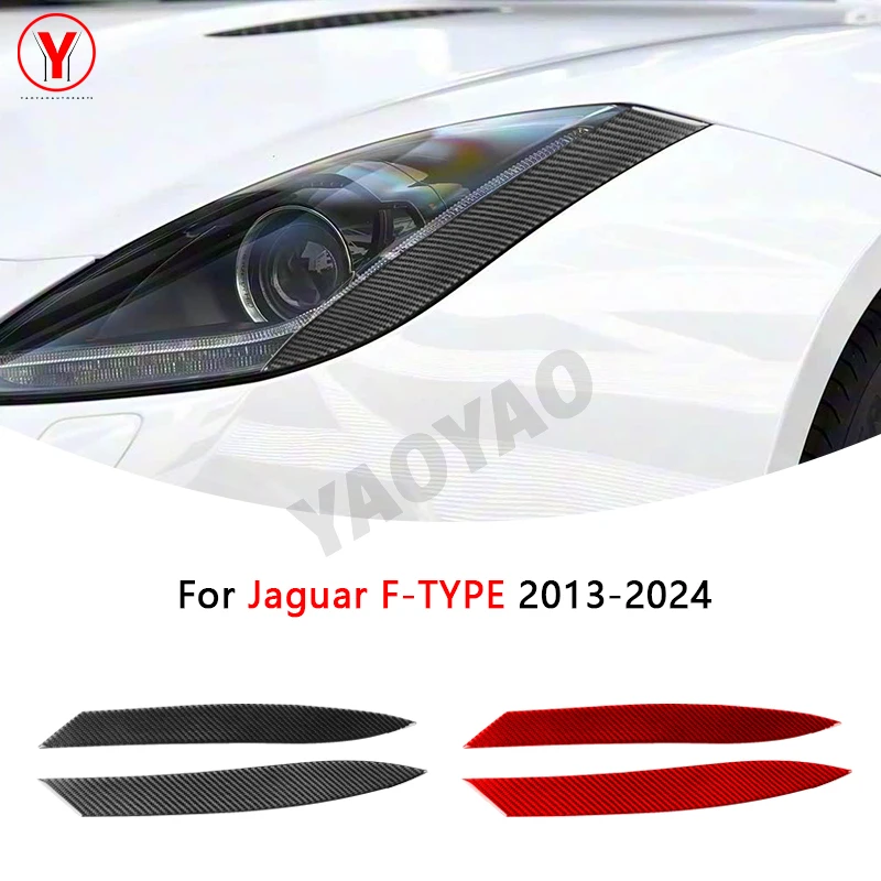 

For Jaguar F-TYPE 2013-2024 Real Carbon Fiber Sticker Exterior Car Headlight Eyebrow Eyelids Cover Car Accessories