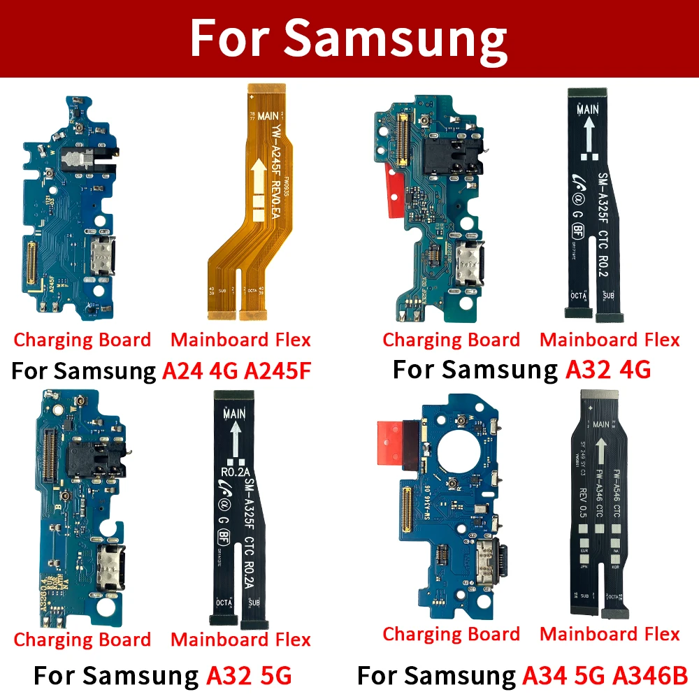 NEW USB Fast Charging Charger Board For Samsung A24 A32 4G A34 A54 5G Main Motherboard Flex Cable