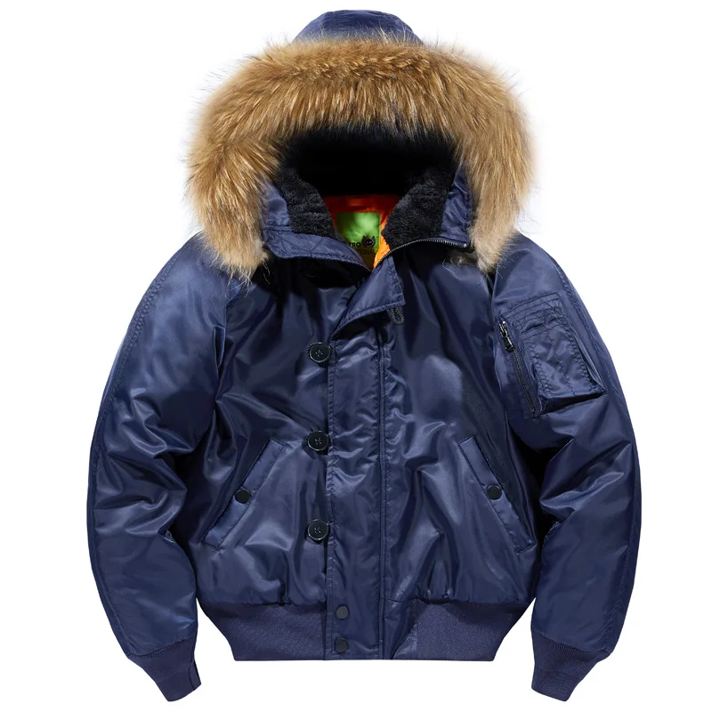 

Pilot Men's jackets Thicken Winter Jacket Padding Man Royal Blue Jacket Coat Parkas Outdoor Fur Hooded Cotton Padded Jacket