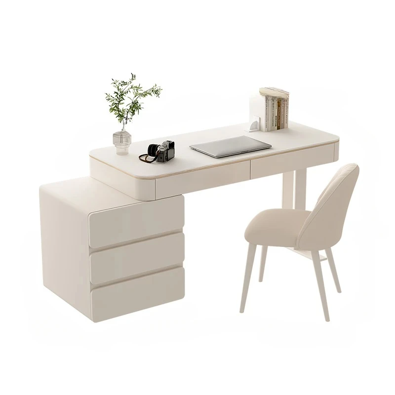 

Настольный светильник в кремовом стиле, роскошный современный студенческий бытовой настольный компьютерный стол, небольшая каменная пластина, комбинация офисного стола и стула