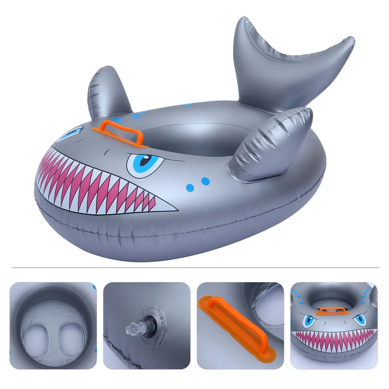 Tubarão dos desenhos animados brinquedo inflável para meninos meninas pvc brinquedos de água anel inflável natação assento flutuante barco verão piscina ao ar livre