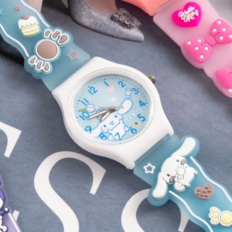 Cute cartoon Sanrio Kuromi Cinnamonroll cartoon anime character student watch children\'s watch toy boy girl birthday party gift