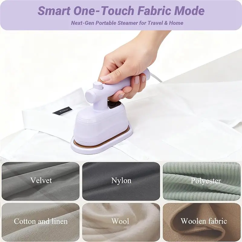 L65A-Foldable Mini Steam Steamer For Clothes Portable Travel Steamer Anti-Scald Pad,Fast Heating& Large Panel US Plug