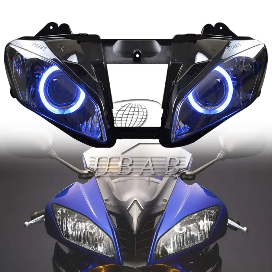 For Yamaha YZF R6 08-15 Headlamp Faros Led Moto Farol Motorcycle Custom HID Projector Headlight Assembly Angel Eye LED Headlight