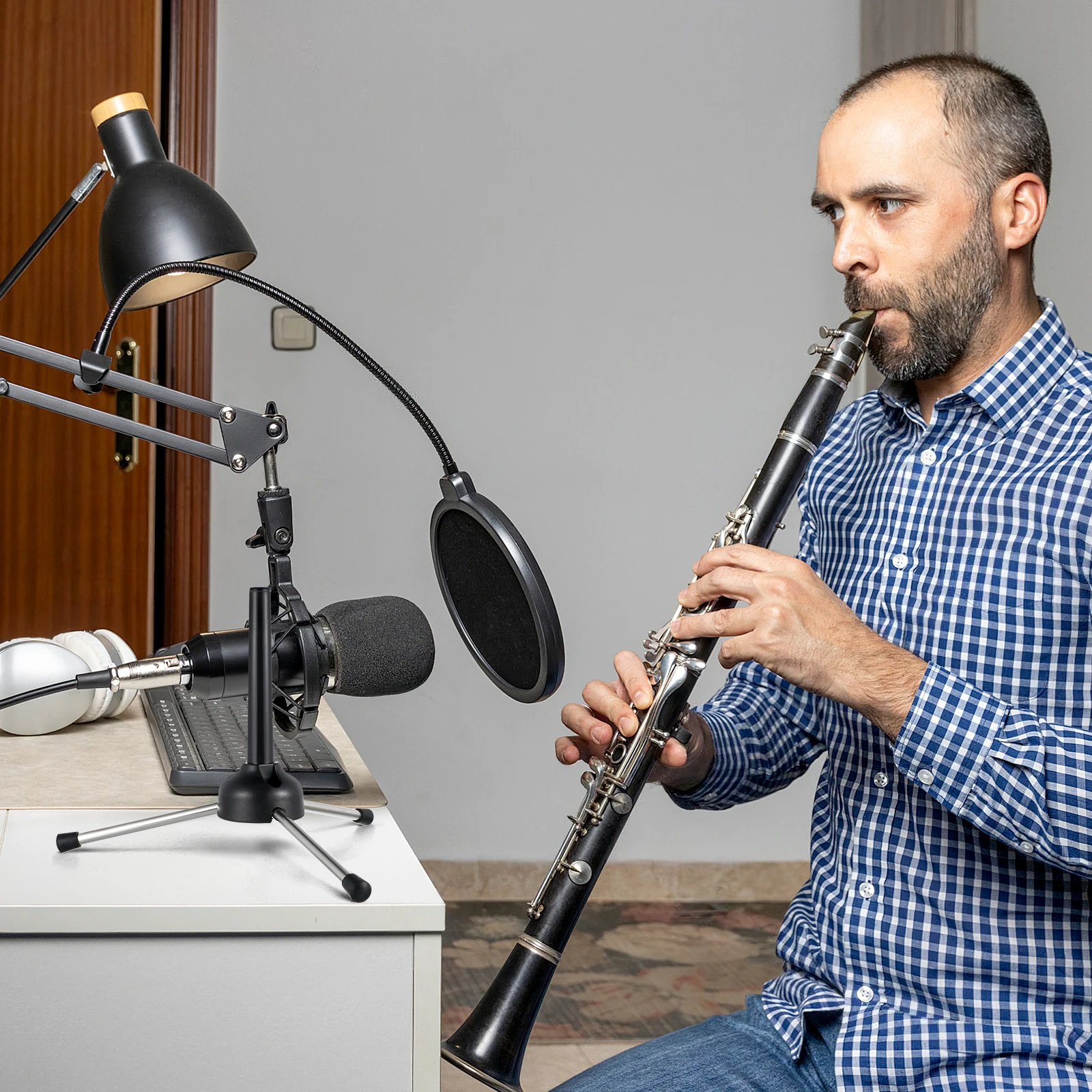 

Foldable Wind Instrument Tripod Stand Holder For Clarinet Flute Oboe Saxophone Portable Compact Friction Pad Design Easy Carry