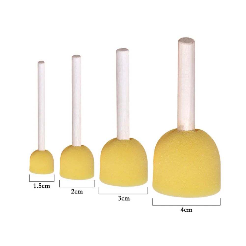 20Pcs Wooden Handle Sponge Brush Set Portable Round Head Paintbrush DIY Graffiti Drawing Pen Art Supplies for Beginners