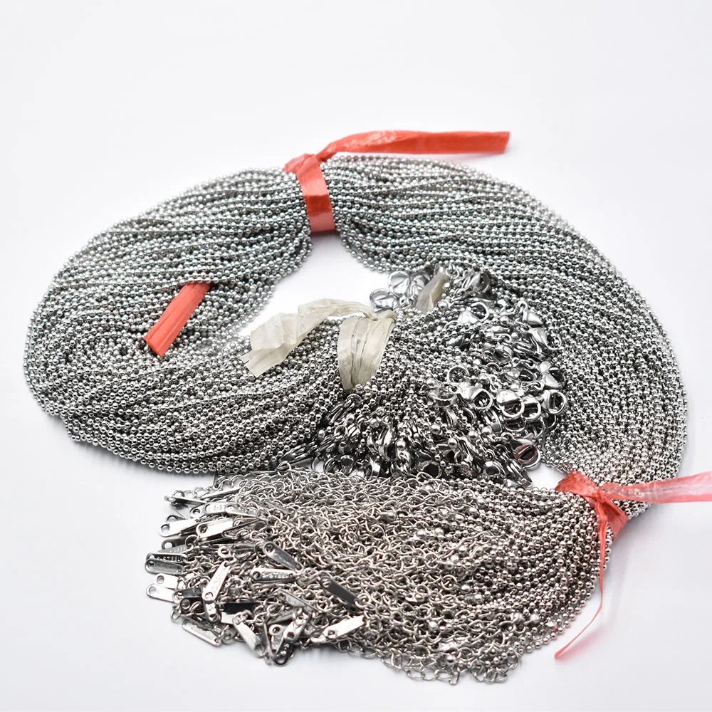 Groothandel Fashion 1.5Mm 2Mm 2.4Mm Roestvrij Staal Kralenketting Ketting Diy Sieraden 40 + 5Cm Kettingset Groothandel 50 Stk/partij Accessoires