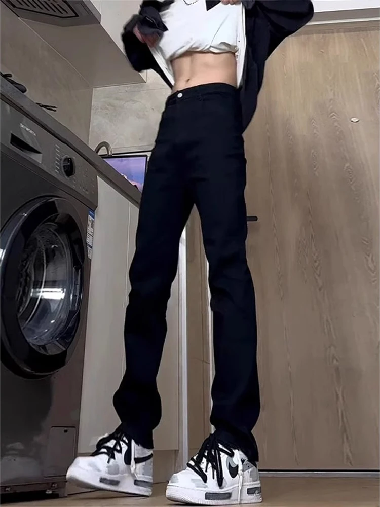 

Bla Fce Lined Straight Leg Jeans Men's Autumn Winter Slim Fit High Street American Sle Jeans Youth Trendy Wear Resistant