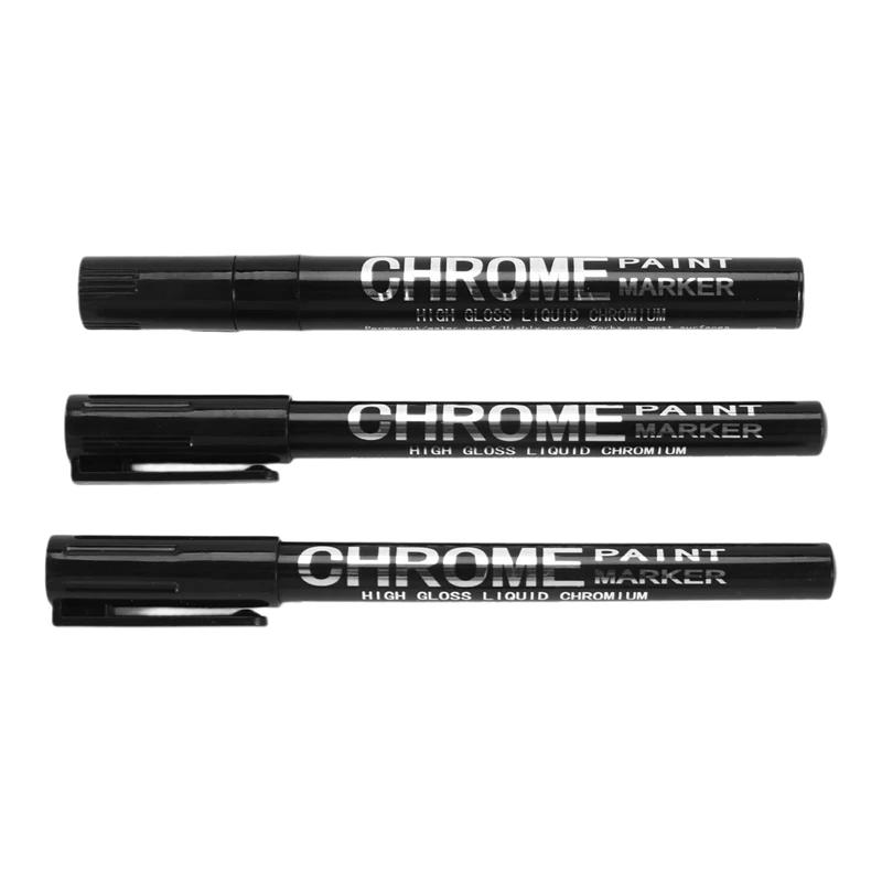 AU67-3Pcs مرآة فضية مجموعة أقلام خطاط (ماركر) علامات الطلاء القلم الفن الدائم مرآة فضية كروم ماركر 0.7/1/3 مللي متر #1