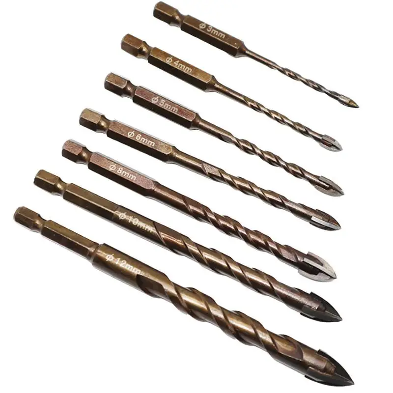 

Masonry Drill Bit Set Masonry Bits For Concrete Set Of 7 Heavy-Duty Tip Tool For Tile Granite Metal Woodworking Construction