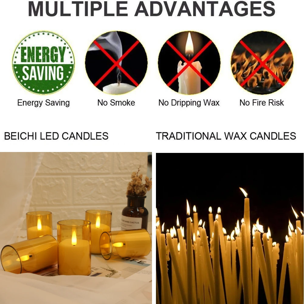 Velas LED votivas con temporizador y mando para Navidad y bodas - imagen 3