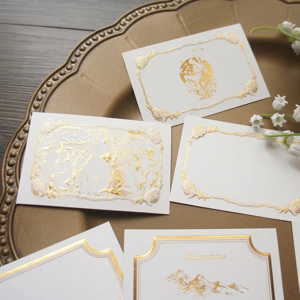 15pcs Gold Lily of The Valley Moon Butterfly Design Gift Wedding Birthday Greeting Gift Card Party Invitation Scrapbooking Use