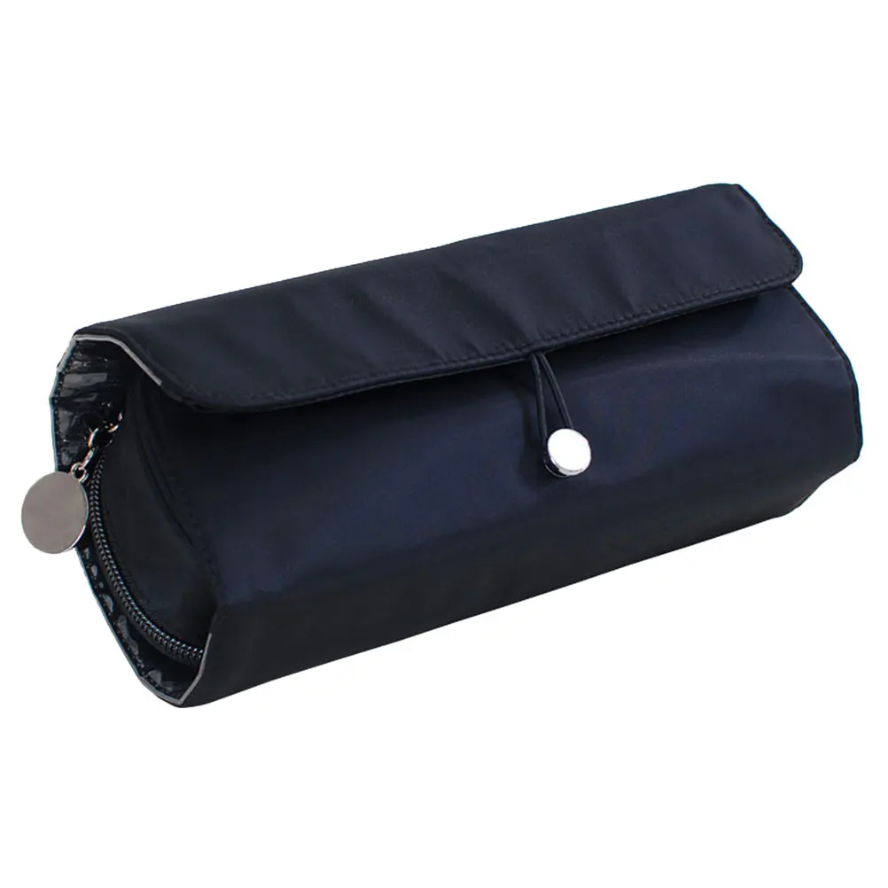 

1 Lockable Makeup Storage ganizer Bag Black Cloth Travel Foldable Handbag Portable Compact Eyeshadow Brush Eyebrow Pen