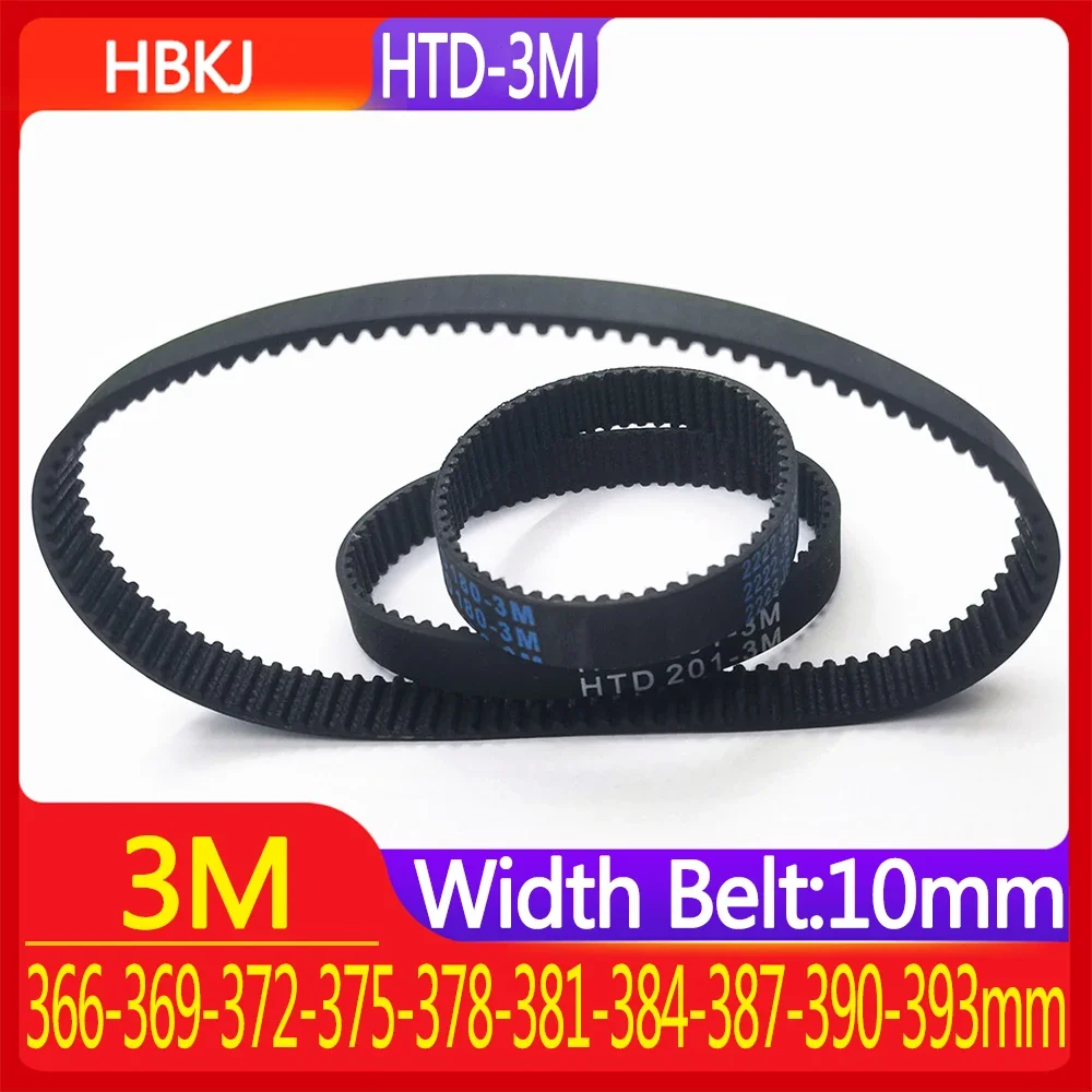 

HBKJ Synchronous Timing Belt Pitch length366-369-372-375-378-381-384-387-390-393mm Width 10mm Teeth Rubber HTD3M Closed