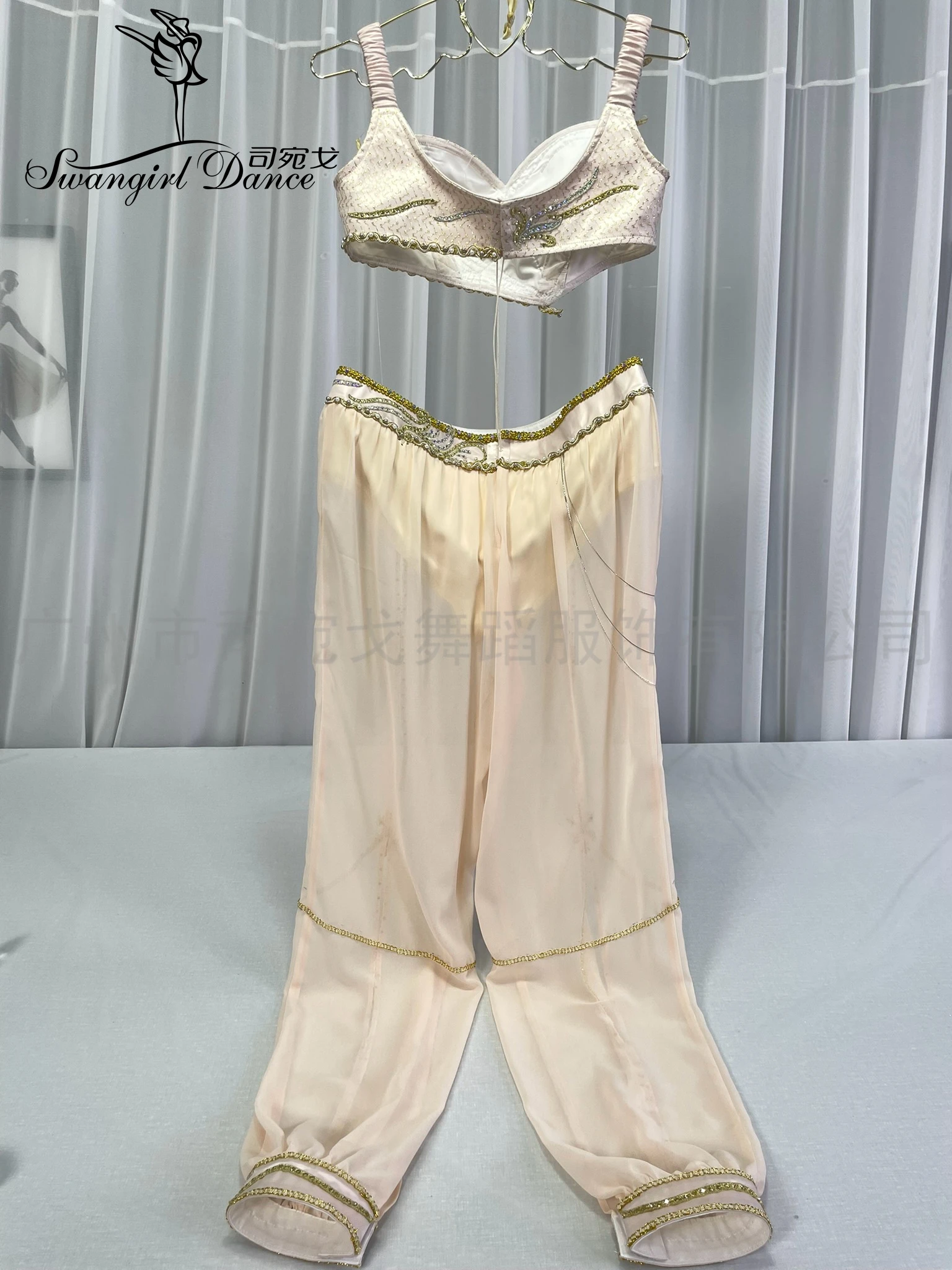 Champagne-colored Le Corsaire La Bayadère variation ballet competition performance costume tailored BT4573-B