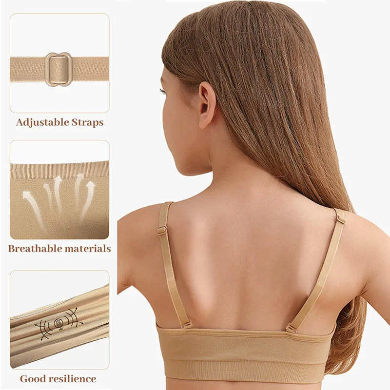 فتاة الباليه الرقص حمالات الصدر سلس حمالات الصدر المرنة اللاسلكية مع 2 زوج قابل للتعديل استبدال الأشرطة واضحة وأغطية السيليكون حمالات الصدر الرقص
