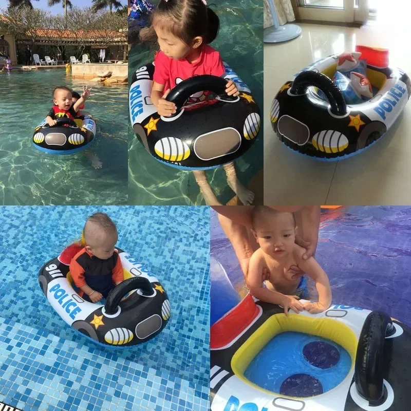 Aufblasbare Wasser Spielzeug Cartoon Polizei Auto Baby Schwimmen Float Sitz Boot Sommer Outdoor Pool Schwimmen Ring Aufblasbare Wasser Ausrüstung