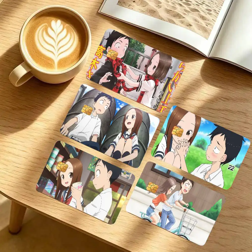 Teasing Master Takagi San Anime Card Sticker 4Pcs Credit Card Skin Anti Scratch Bank Debit Card Decal