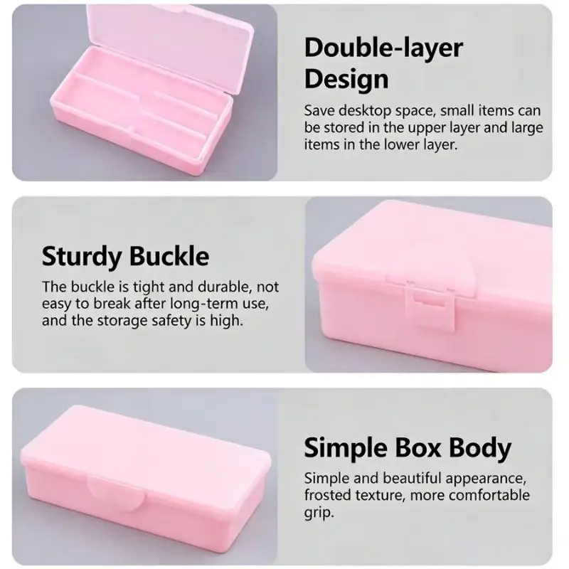 Double Layer Frosted Nail Art Storage Box Removable Divider Tray Large Capacity for Nail Technicians Home Use
