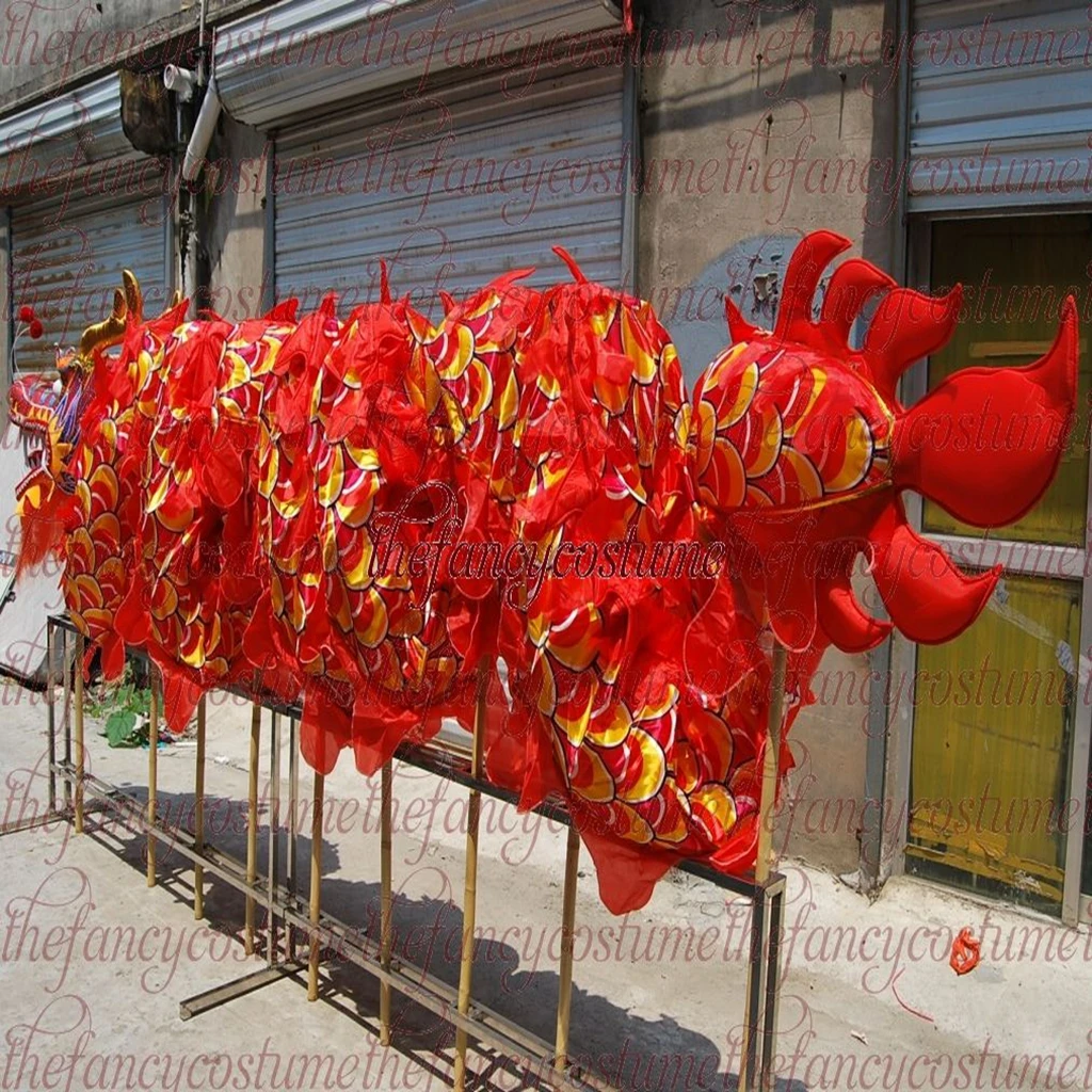 18m CHINESE Spring Day Party Decoration National Culture DRAGON DANCE Silk Folk Festival Celebration Mascot Costume Stage Props