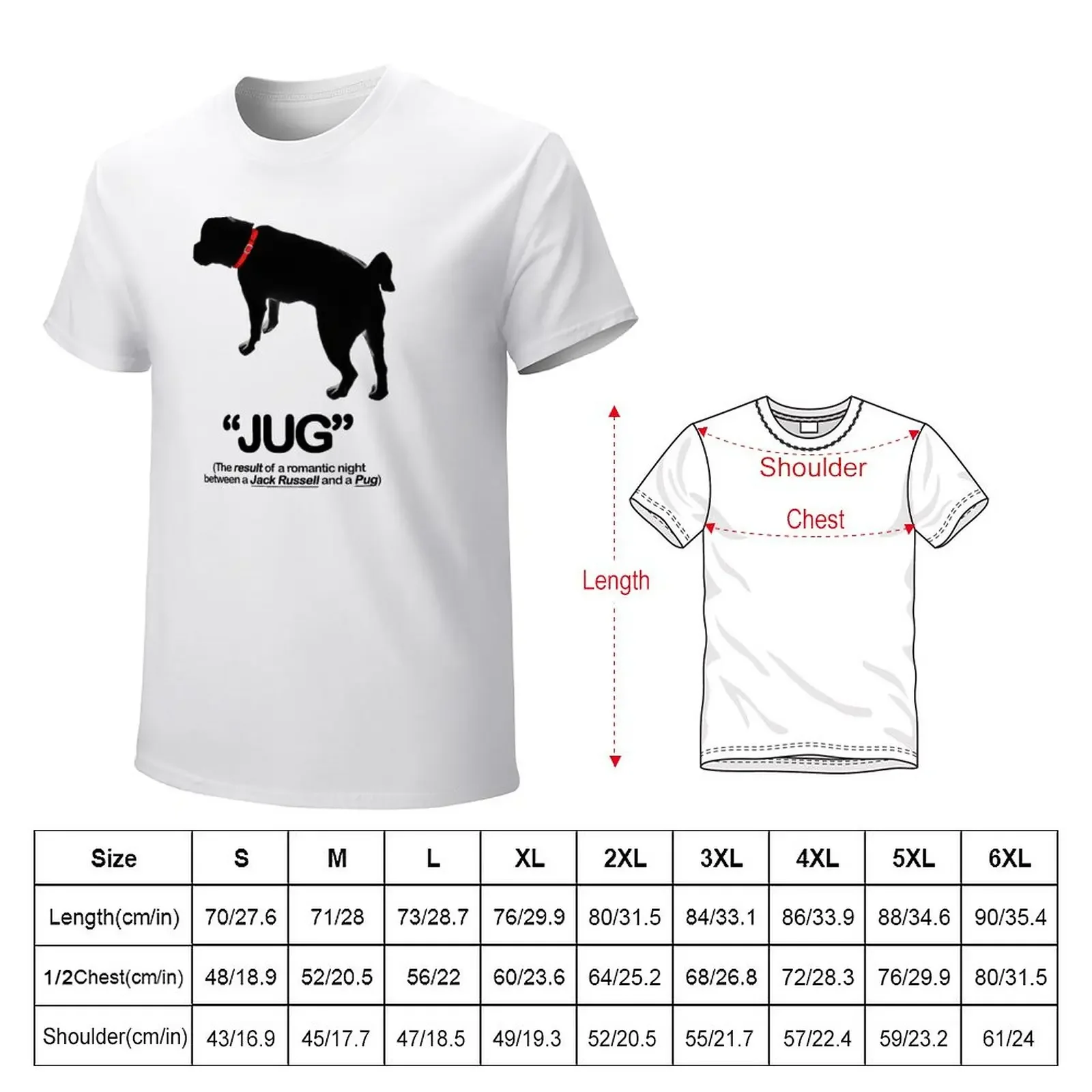 Jug - Jack Russell cross Pug T-Shirt summer clothes heavyweights mens plain t shirts tops Unisex Summer Short Sleeve