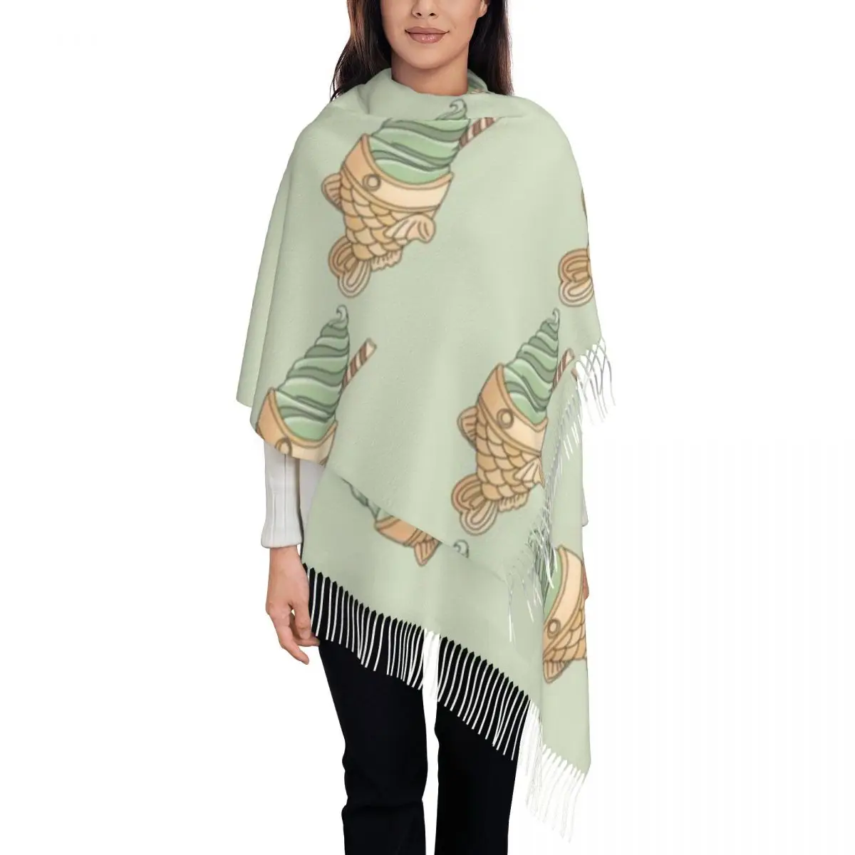 

Шаль Тайяки с наполнителем матча, шарф с кисточками