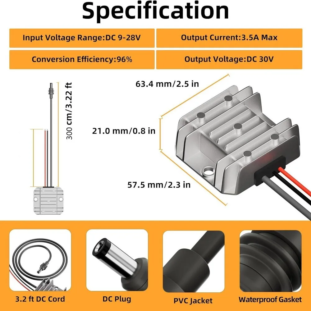 Adapter zasilania Starlink Mini DC 12V, zewnętrzny zasilacz 12V do 30V, adapter do samochodów ciężarowych, kamperów, akumulatorów.