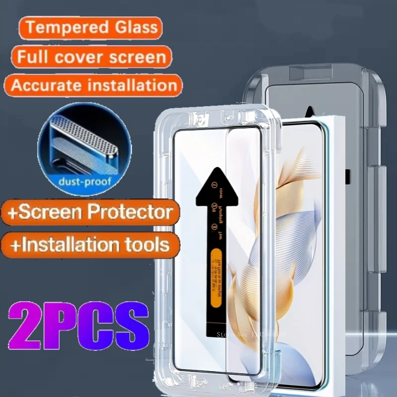 2 uds vidrio templado para Honor Magic 6 Pro Protector de pantalla de instalación sin polvo para Honor Magic 6 5 7 Lite HD película para Magic 5