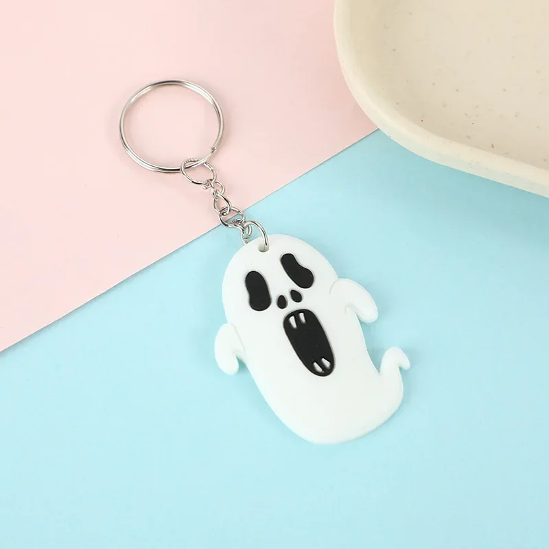 Llaveros creativos de dibujos animados para Halloween, colgante pequeño de lámpara de calabaza, Serie de casa fantasma mágica, joyería de Anime, 6 piezas