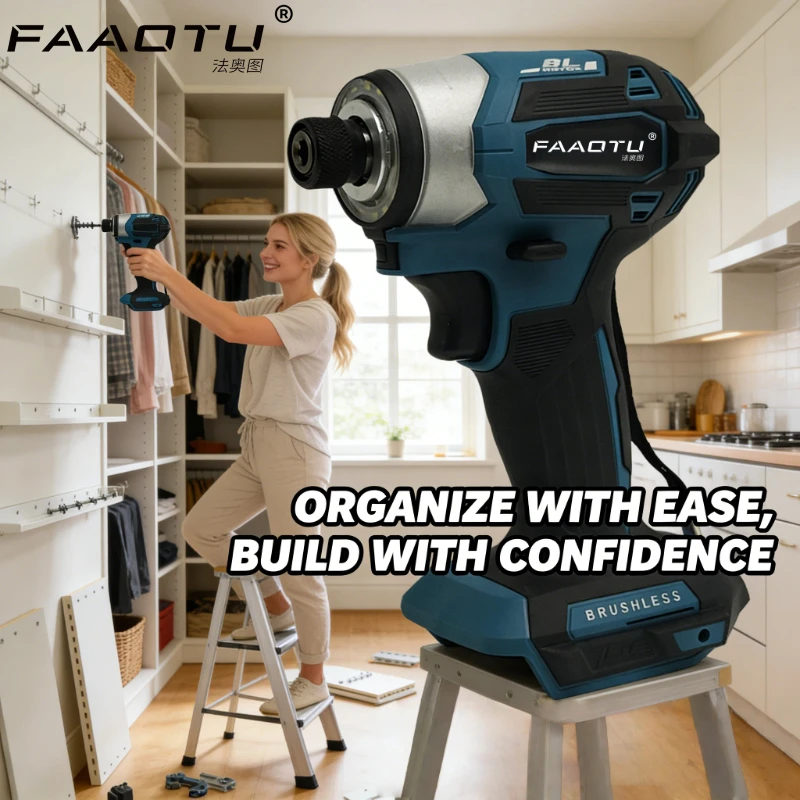 

FAAOTU DTD173 Cordless Impact Driver Brushless Electric Drill Screwdriver Twin LED Light Compatible with MT batteries NO battery