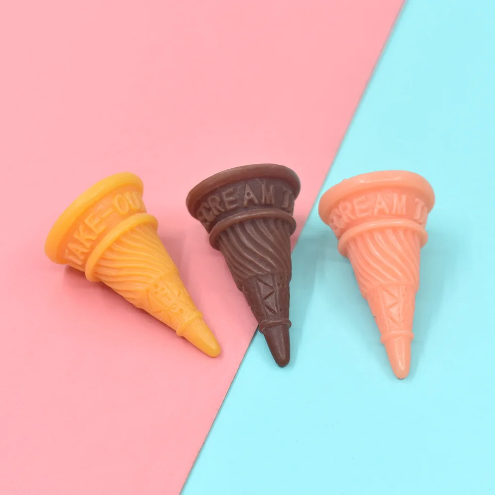 10pcs Resin Kawaii Ice Cream Cones Miniature Cabochon Scrapbooking Accessories Tools Planar Flatback Diy Charm Material Crafts