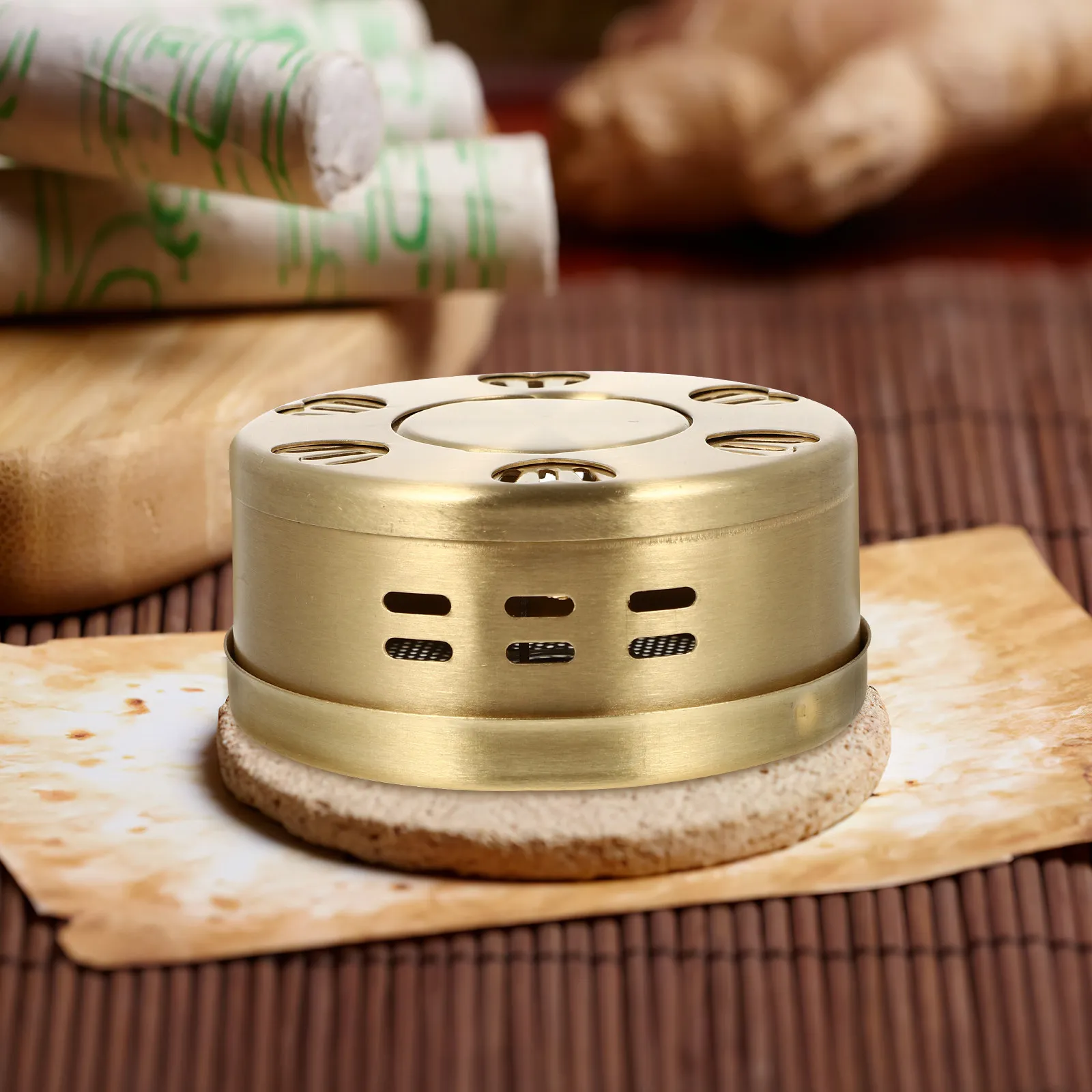Portable Copper Moxibustion Box Smokeless Moxa Burner Moxa Sticks Box Body Care Tool Relieves Arthritis Neck Shoulder Pain