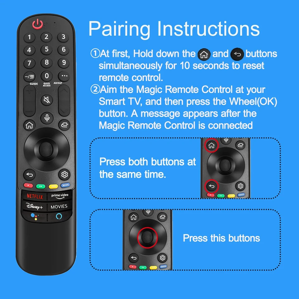Voice Magic Afstandsbediening voor 2018-2024 LG Smart TV, MR18BA MR19BA MR20GA MR21GA MR22GA MR23GA MR24GA Vervanging Magic Remote met Voice en Pointer Functie voor LG Magic Voice Remote