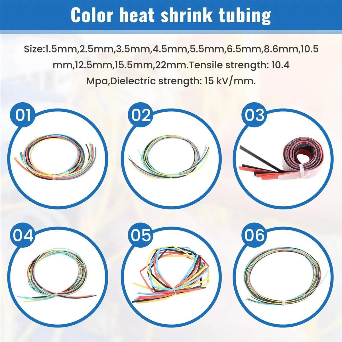 wilwill 55M/Kit Heat Shrink Tubing 11 sizes Colourful Tube Sleeving Wire Cable 6 Colors