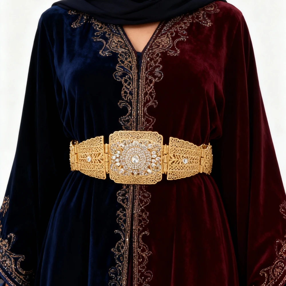 حزام خصر نسائي مغربي مطلي بالذهب تصميم عربي سلسلة مجوهرات لمهرجان الزفاف إكسسوارات أزياء مخصصة #2