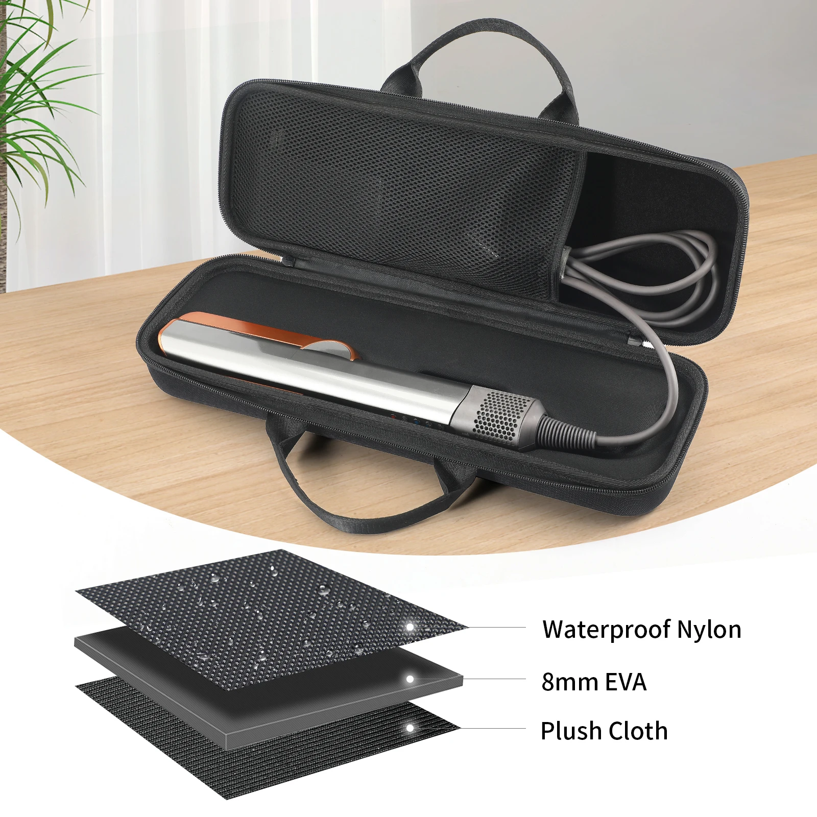 Estuche Duro a prueba de golpes, funda protectora impermeable antiarañazos con bolsa de malla para plancha de pelo Dyson Airstrait/Corrale