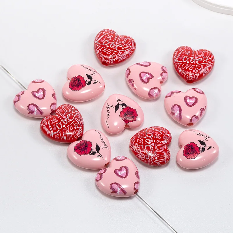 10PCS Acrylic Love Flower Beads For Jewelry Making Interval Beads Necklace Bracelet Craft DIY Supplies