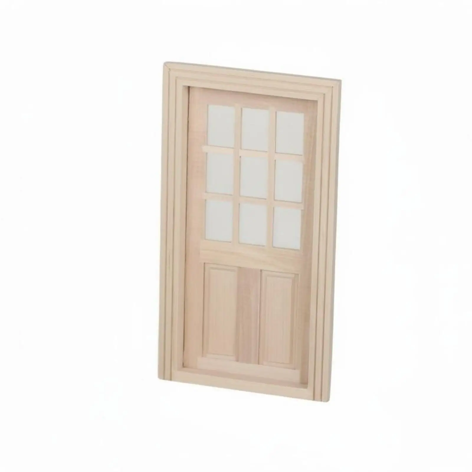 Dollhouse Window Door 9-Pane 1:12 Scale Dollhouse Door DIY Miniature Decor