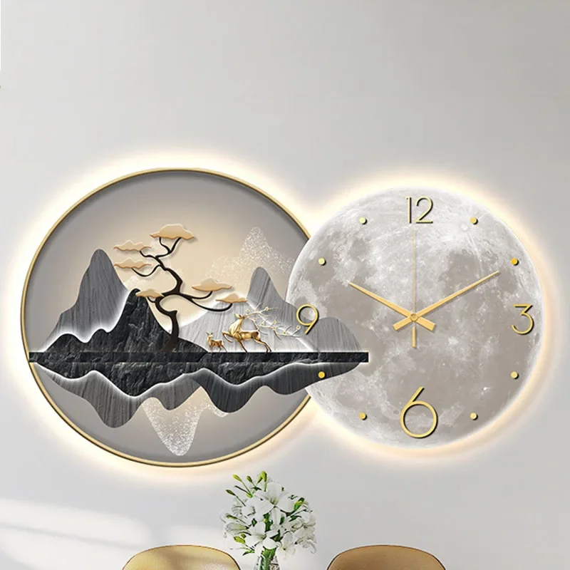 Luxury Living Room Art Mural Clock Wall Big Size Modern Metal Art Aesthetic Wall Clock Silent Luminous Reloj Home Decoration